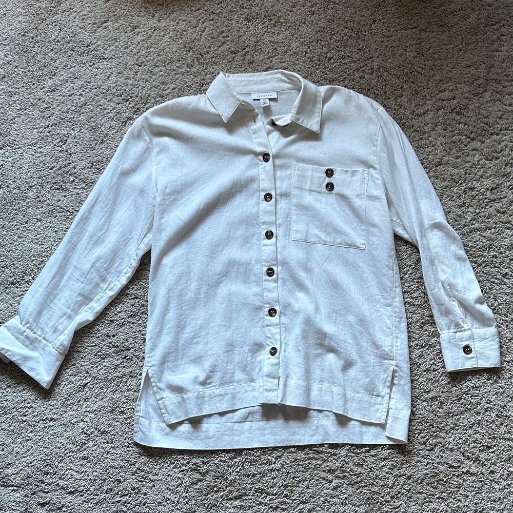 Topshop White Button-Front Shirt